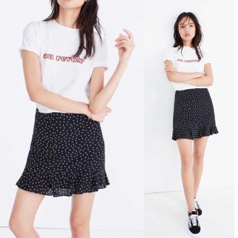 ⭐️ Madewell Silk Ruffle Edge Star Print Mini Skirt